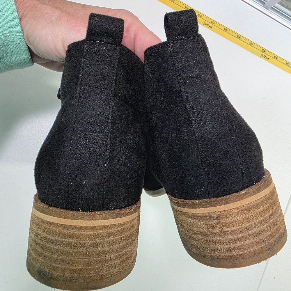 Hey Girl by Corkys Totes Chelsea Black Lace Up Suede Like Booties Shoes Size 8 - Picture 7 of 11